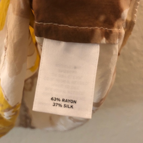 Halogen yellow brown flower capsleeve Top Sz med - Picture 5 of 7